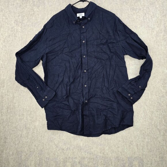 Croft & Barrow Mens Long Sleeve Button-Up Shirt L Blue Houndstooth - Picture 1 of 5